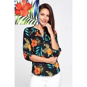 DNA COUTURE Hawaiian style print blouse